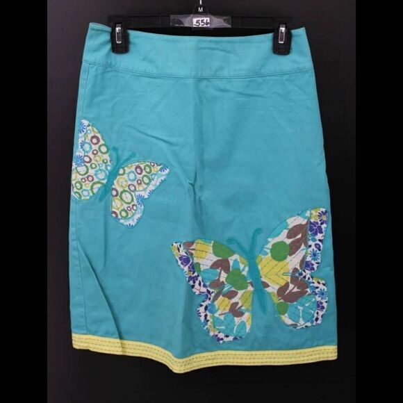 BODEN WG370 KNEE LENGTH SKIRT BUTTERFLY APPLIQUE SIZE 4 - Picture 1 of 7